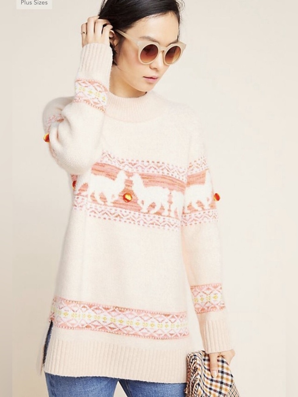 Anthropologie / Aimee Pommed Alpaca Sweater in Pink